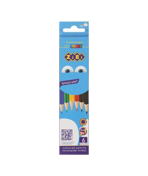 Creioane colorate 6 culori, din lemn, SMART Line